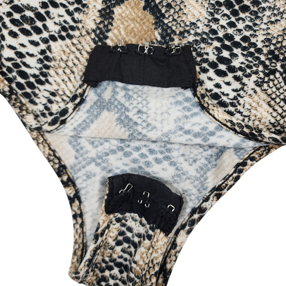 I.AM.GIA Kenzie Snakeskin Bodysuit Long Sleeve Mock Neck Size Small - Picture 7 of 14